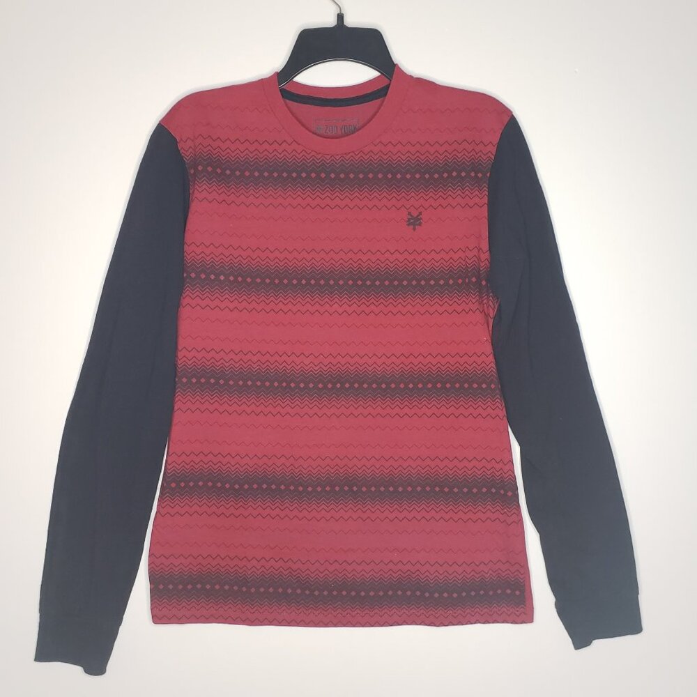 Red and Black Zoo York long sleeve Tshirt with graphic logo Y2K Size Medium Cool